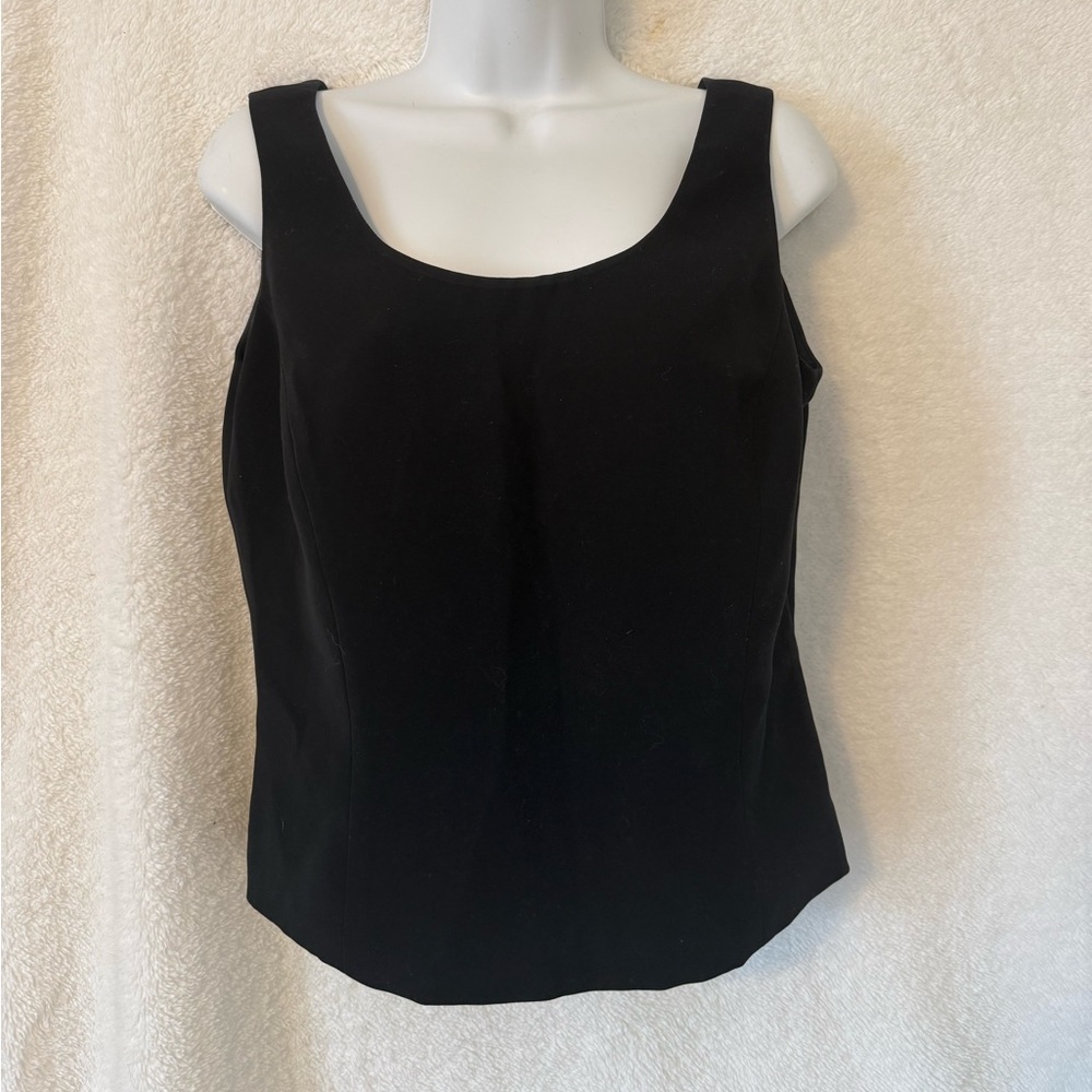 Calvin Klein Shell Black Tank Top Minimalist Business Sleeveless Layer Size 6